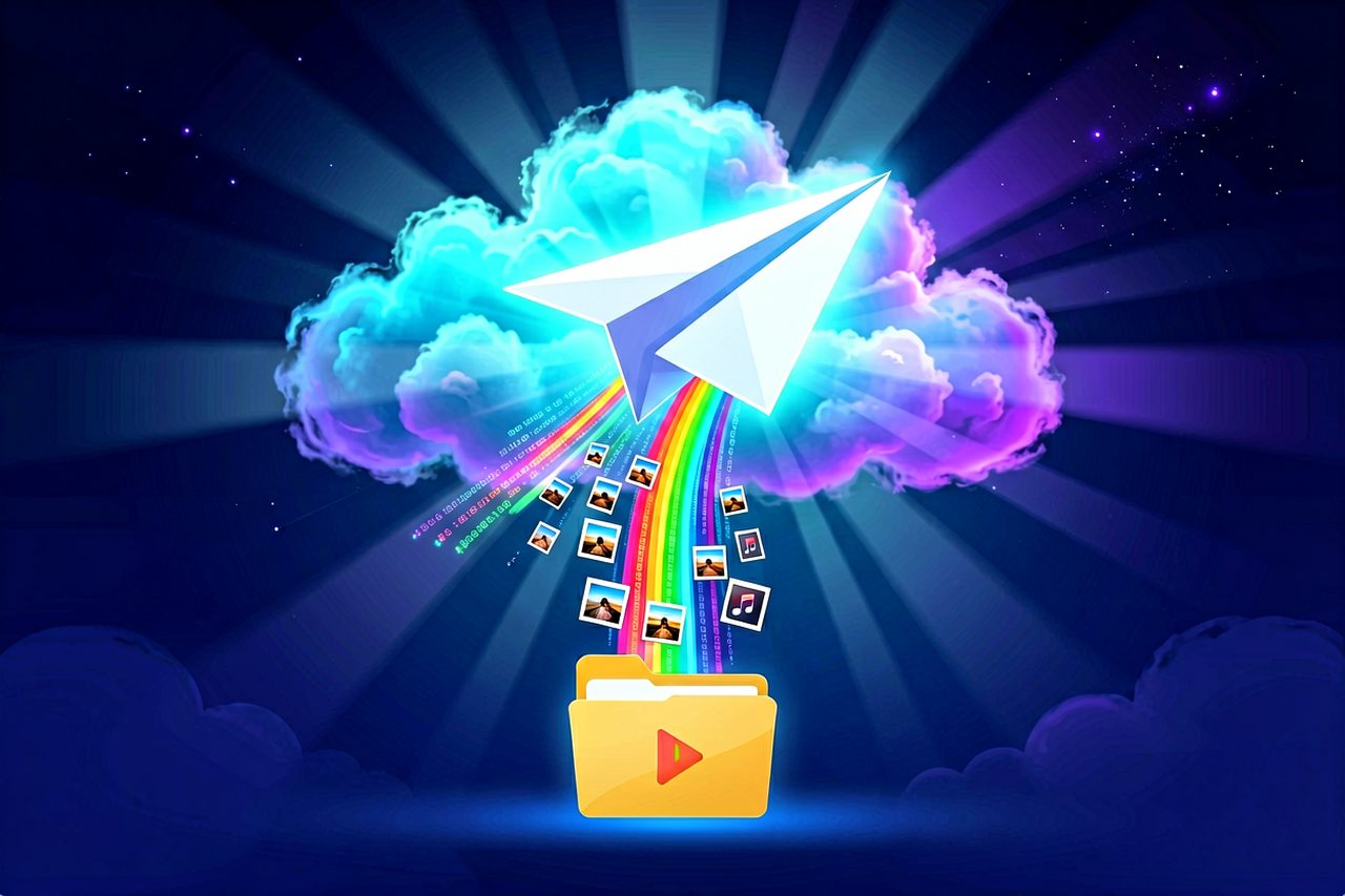 Telegram 图标与光线放射视觉